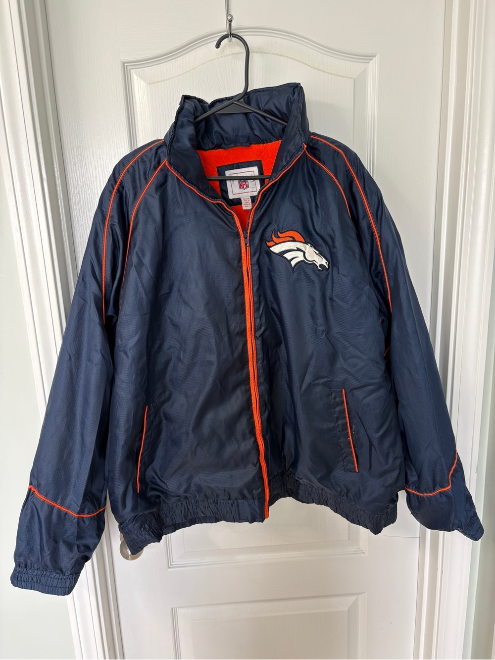 Men's Vintage NFL Broncos Hooded Fleece Lined Jacket Size XL